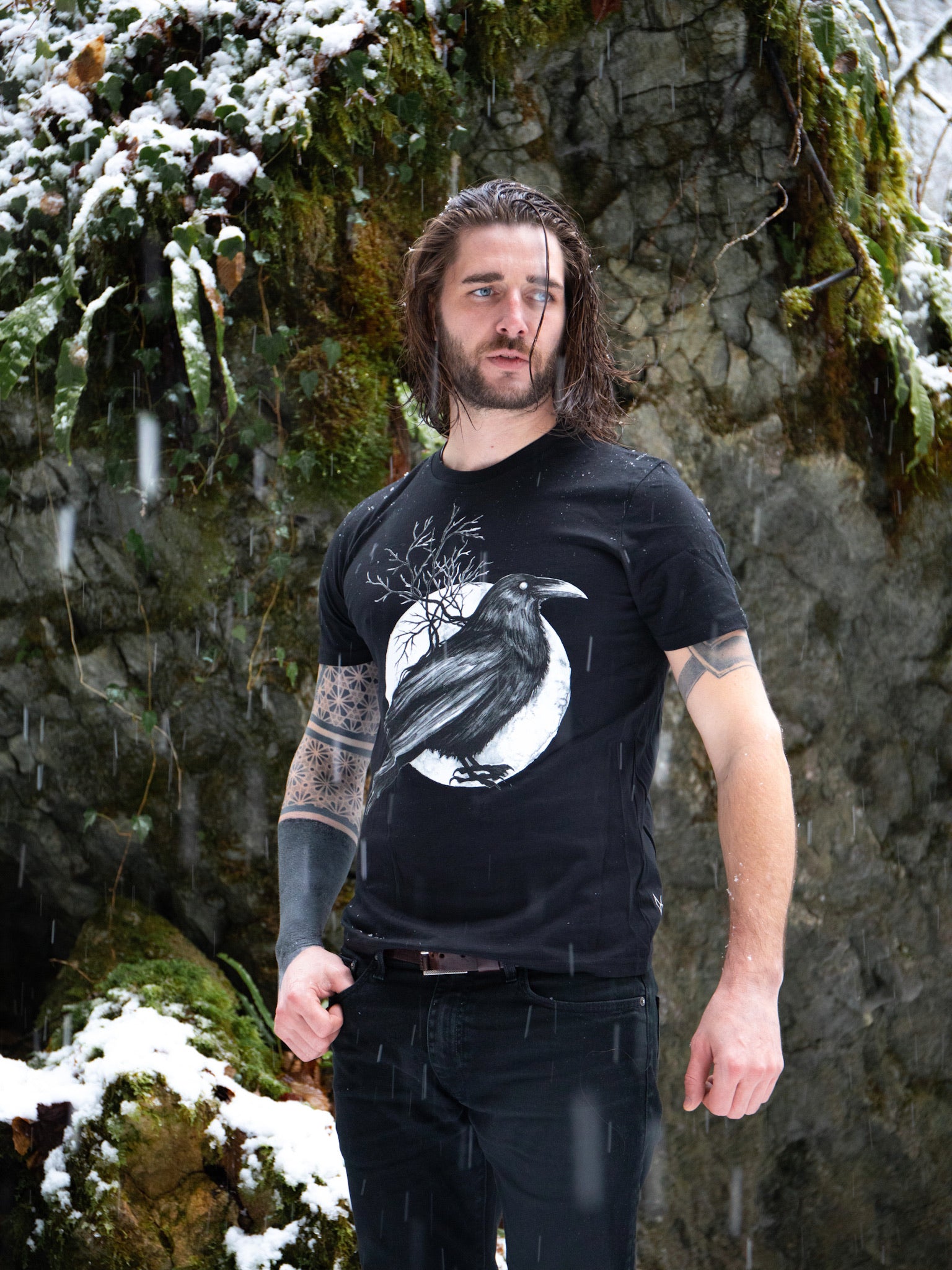 Hrafn, Mani, Descended from Odin, Organic T-shirts, Staithes Hoodie, Merino Wool Hoodie, Odin, TYR, Thor, Ragnar, Bjorn Ironside, Vikings, Anglo Saxon, Norse, Fitness Gear, Horns, Jewellery, Silver